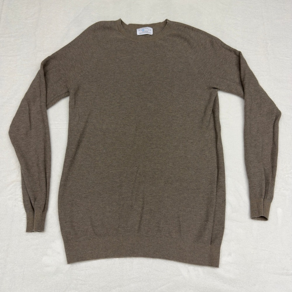 Oliver Charles Sweater Womens S Brown Organic Cotton SeaCell 3D Knit Crewneck